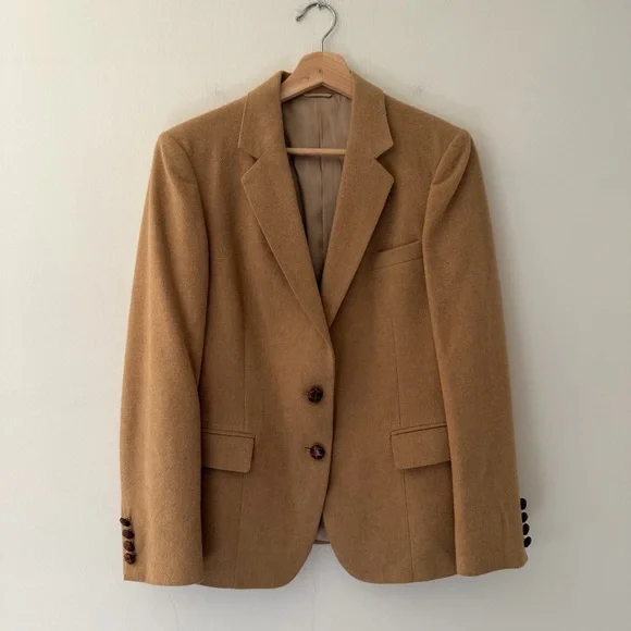 Vintage Wool Blazer Camel Size Medium Lined Classic Academia Old Money Preppy - Picture 1 of 11